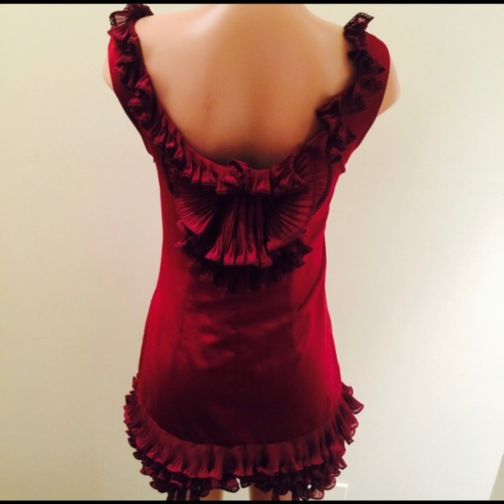 Anthropologie deep red silk dress